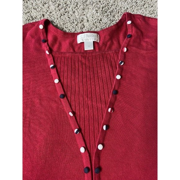 CJ Banks Women Size 3X Red Sweater Button Detail Cotton Lightweight Casual - Picture 7 of 14